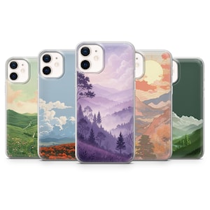 Funda para teléfono con paisaje de valle y montaña para iPhone 16, 15, 14, 13, 12, 11, Samsung S25, S24, A56, A16, Pixel 9A, 9Pro XL, 8Pro, 8A