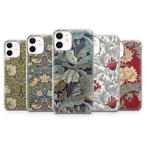 Étui pour téléphone William Morris vintage Art Cover pour iPhone 16, 15, 14, 13, 12, 11, Samsung S24Ultra, S23FE, S22, A15, Pixel 9Pro XL, 8Pro, 7A