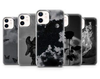 Shadowy Dark Phone Case Noir Black Cover für iPhone 15, 14, 13, 12, 11, XR, 7, 8, Samsung S23, S22, S21FE, A53, A14, A13, Pixel 8, 7, 6A