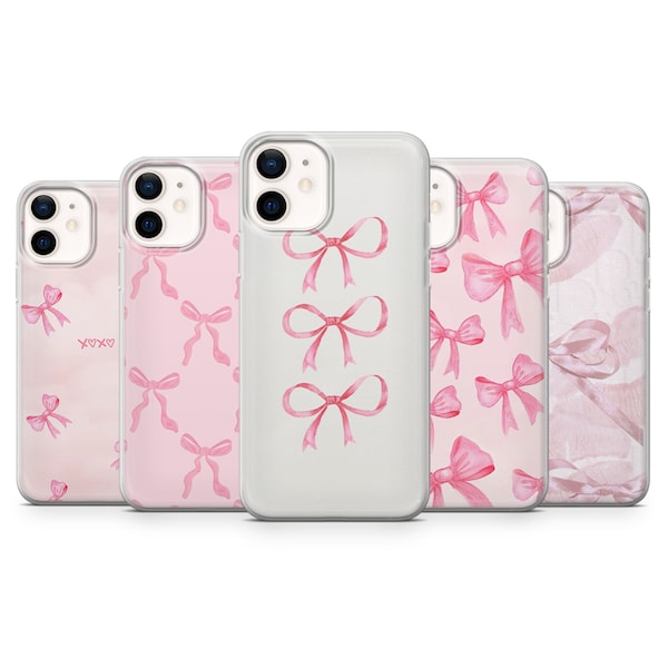 Girly Schleife Handyhülle Pink Bow Schleife für iPhone 15, 14, 13, 12, 11, Samsung S24Ultra, S23FE, S22, A15, A54, Pixel 8A, 8Pro, 7A