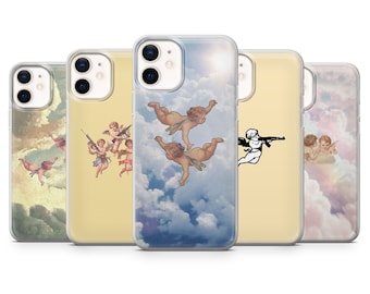 Angel Statues Phone Case Cherubs Cover for iPhone 15, 14, 13, 12, 11, XR, 7, 8, Samsung S23, S22, S21FE, A53, A14, A13, Pixel 8, 7, 6A