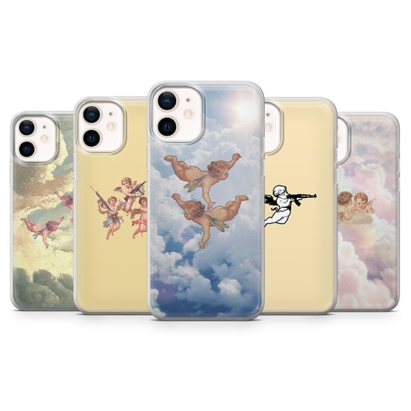 Angel Statues Phone Case Cherubs Cover for iPhone 15, 14, 13, 12, 11, XR, 7, 8, Samsung S23, S22, S21FE, A53, A14, A13, Pixel 8, 7, 6A