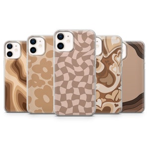 Kaffeebraun Handyhülle gewellte braune Hülle für iPhone 16, 15, 14, 13, 12, 11, Samsung S24Ultra, S23FE, S22, A15, Pixel 9Pro XL, 8Pro, 7A