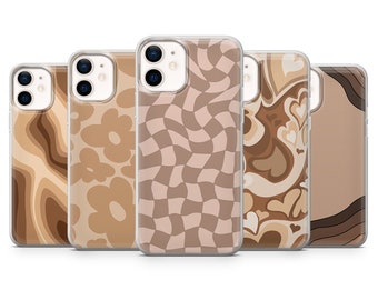 Coffee Brown Phone Case Wavy Brown Cover for iPhone 16, 15, 14, 13, 12, 11, Samsung S24Ultra, S23FE, S22, A15, Pixel 9Pro XL, 8Pro, 7A