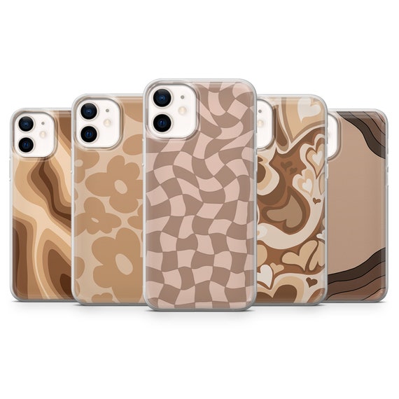 Coffee Brown Phone Case Wavy Brown Cover for iPhone 16, 15, 14, 13, 12, 11, Samsung S24Ultra, S23FE, S22, A15, Pixel 9Pro XL, 8Pro, 7A