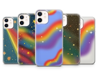 Rainbow Shine Glow Hübsche Himmel Handy Hülle für iPhone 15, 14, 13, 12, 11, Samsung S24, S23FE, S22, A15, A54, Pixel 8A, 8Pro, 7A 7Pro 6A