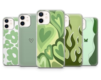 Sage Green Phone Case Green Pastel Cover for iPhone 16, 15, 14, 13, 12, 11, Samsung S24Ultra, S23FE, S22, A15, Pixel 9Pro XL, 8Pro, 7A