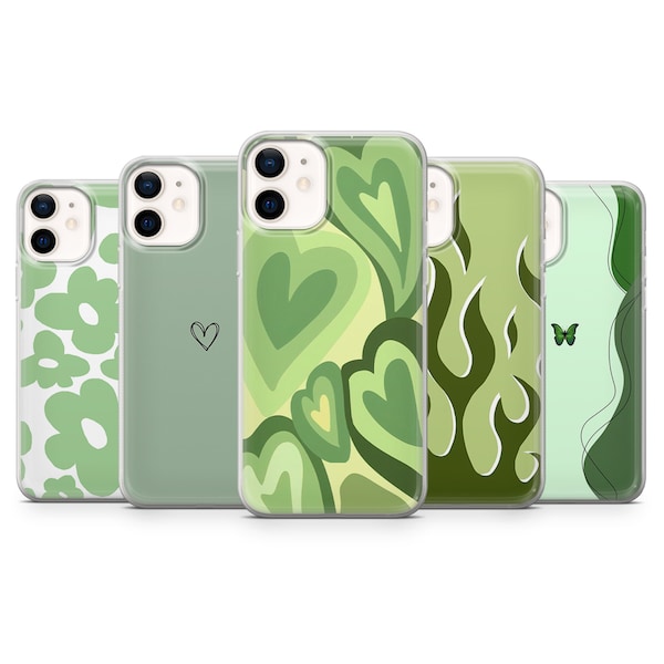 Sage Green Handyhülle, Green Pastel Cover für iPhone 15, 14, 13, 12, 11, Samsung S24, S23FE, S22, A15, A54, Pixel 8A, 8Pro, 7A 7Pro 6A