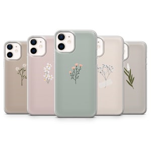 Cute Minimalism Phone Case Spring Flowers Cover for iPhone 15, 14, 13, 12, 11, Samsung S24, S23FE, S22, A15, A54, Pixel 8A, 8Pro, 7A 7Pro 6A image 1