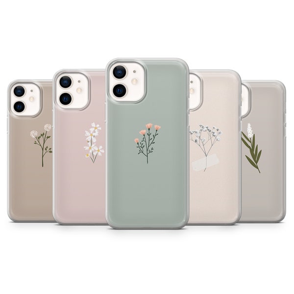 Jolie coque de portable minimalisme, fleurs de printemps, pour iPhone 15, 14, 13, 12, 11, Samsung S24, S23FE, S22, A15, A54, Pixel 8A, 8Pro, 7A 7Pro 6A