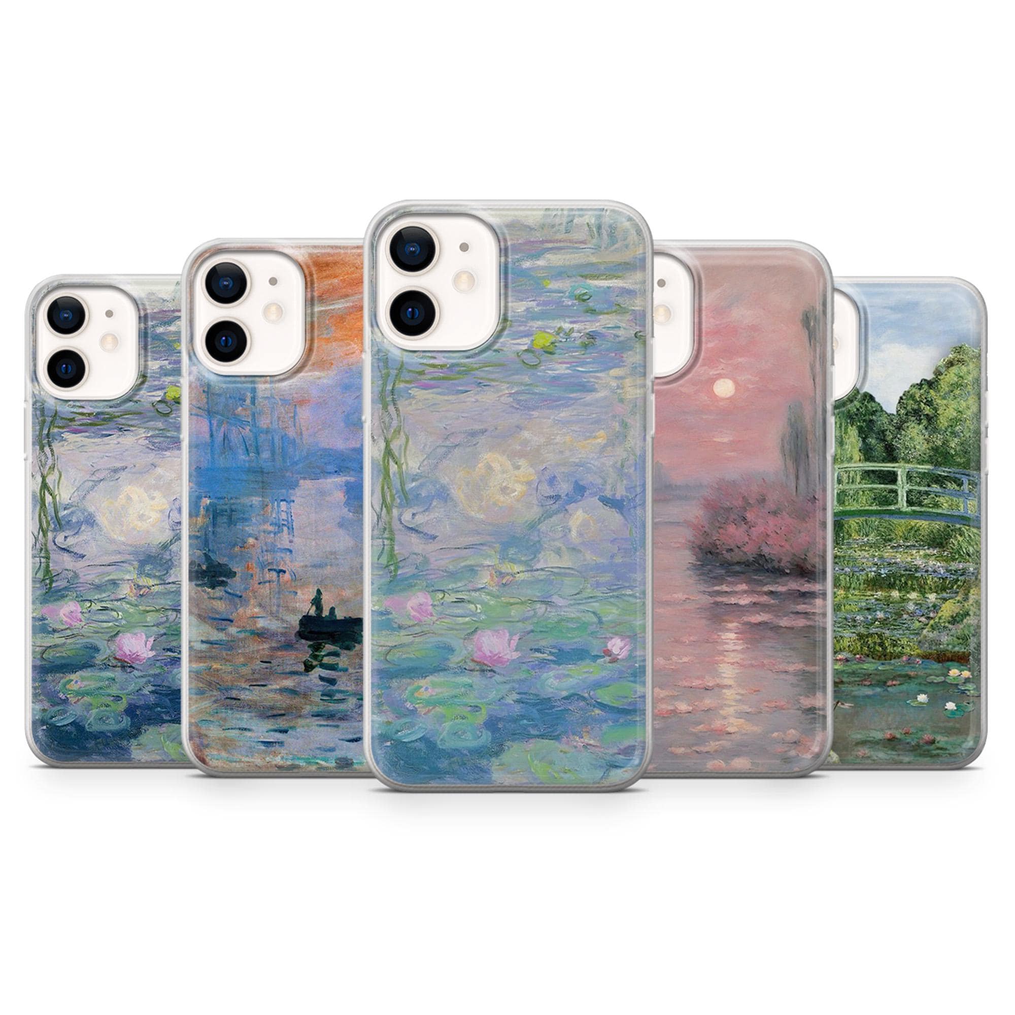 クロード・モネ 携帯ケース 睡蓮 絵画 有名アートカバー iPhone 16、15