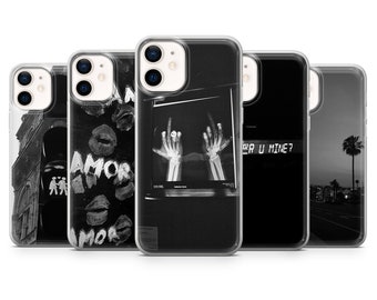 Funda elegante Noir con diseño de onda negra para iPhone 16, 15, 14, 13, 12, 11, Samsung S24Ultra, S23FE, S22, A15, Pixel 9Pro XL, 8Pro, 7A