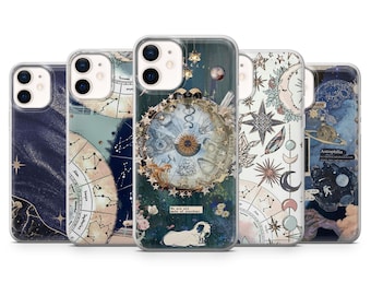 Custodia per telefono con segno zodiacale e astrologia, per iPhone 16, 15, 14, 13, 12, 11, Samsung S25, S24, A56, A16, Pixel 9A, 9Pro XL, 8Pro, 8A