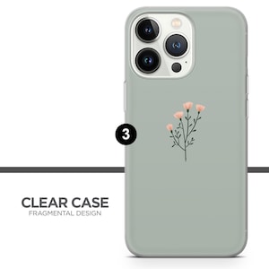 Niedliche Minimalismus Handy Hülle Frühling Blumen Cover für iPhone 15, 14, 13, 12, 11, Samsung S24, S23FE, S22, A15, A54, Pixel 8A, 8Pro, 7A 7Pro 6A 3