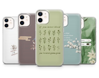 Optimistic Quote Phone Case Little Flowers Design Cover für iPhone 15, 14, 13, 12, 11, XR, 8, Samsung S23, S22, S21FE A53 A14, Pixel 8, 7