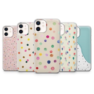 Coque de portable à pois pour iPhone 16, 15, 14, 13, 12, 11, Samsung S24Ultra, S23FE, S22, A15, Pixel 9Pro XL, 8Pro