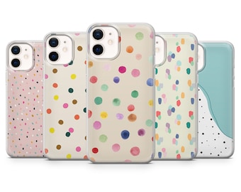 Coque de portable à pois pour iPhone 15, 14, 13, 12, 11, Samsung S24, S23FE, S22, A54, A25, Pixel 8A, 8Pro, 7A, 7Pro