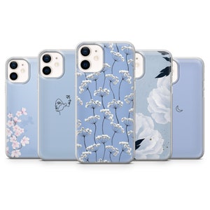Custodia per telefono blu pastello, custodia blu sereno per iPhone 16, 15, 14, 13, 12, 11, Samsung S24Ultra, S23FE, S22, A15, Pixel 9Pro XL, 8Pro, 7A