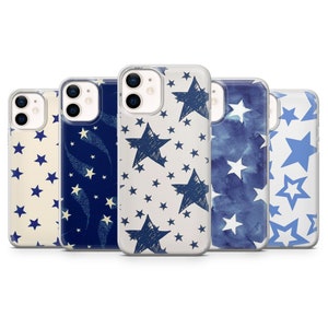 Blaue Sterne Handyhülle Nachthimmel Universum Cover für iPhone 16, 15, 14, 13, 12, 11, Samsung S24, S23FE, S22, A15, Pixel 9Pro XL, 8Pro, 7A