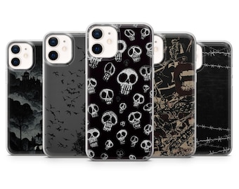 Funda de teléfono grunge con diseño emo gótico para iPhone 16, 15, 14, 13, 12, 11, Samsung S24, S23, S22, A16, Pixel 9Pro XL, 8A, 8Pro