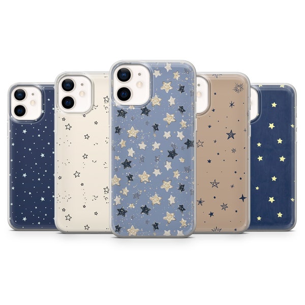 Twinkle Stars Phone Case Cute Stars Cover for iPhone 15, 14, 13, 12, 11, Samsung S24Ultra, S23FE, S22, A15, A54, Pixel 8A, 8Pro, 7A