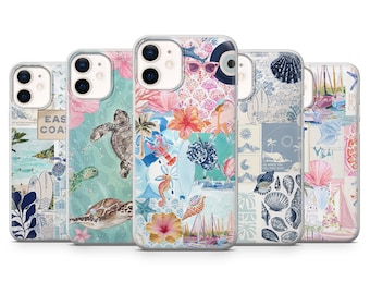 Beachy Phone Case Coastal Ocean Summer Cover for iPhone 16, 15, 14, 13, 12, 11 Samsung S25, S24, A56, A16 Pixel 9A, 9Pro XL, 8Pro, 8A