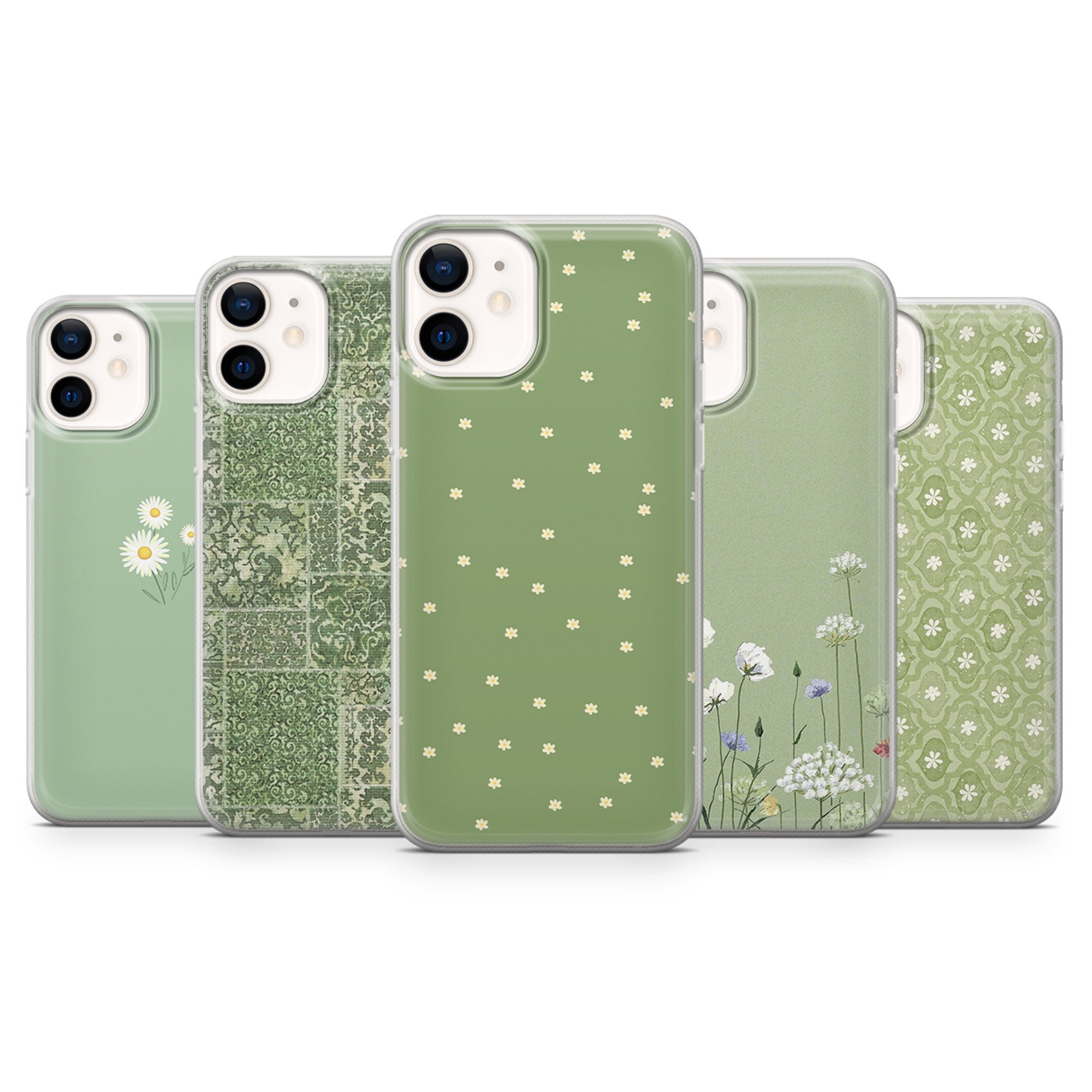 Sage Green Phone Case Subtle Green Cover for iPhone 16, 15