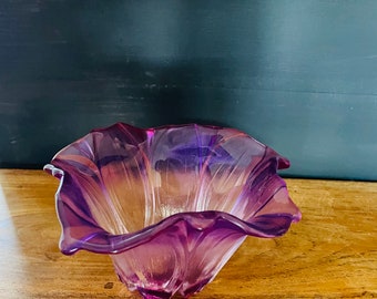 Lila Waltherglas Original / Art Glass Bowl / Vintage 1970er Jahre / Walther Glasschale