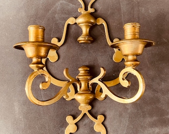 Applique murale antique en laiton/chandelier en cuivre/bougeoir du milieu du siècle