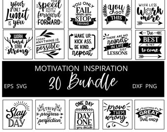 Motivational Quote SVG Bundle, Inspirational Cricut Cut Files (Digital Download)