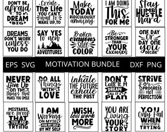 Motivational Quote SVG Bundle, Inspirational Cricut Cut Files (Digital Download)