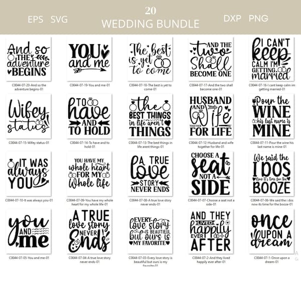 Wedding SVG bundle, Love svg bundle, wedding quotes svg, wedding cricut svg, cricut cut files, sayings svg, quotes, wedding, bride, groom
