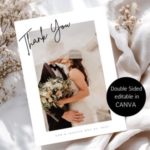 Minimalistische Hochzeit Foto Dankeschön Vorlage, DIY Foto Dankeschönkarte, Dankeschön Karte personalisiert, Dankeschönkarte personalisiert, Dankeschön Karte