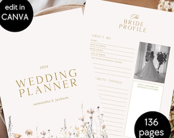 Wedding planner template, digital wedding planner, editable wedding planner, DIY wedding planner, custom wedding planner, Wedding planner