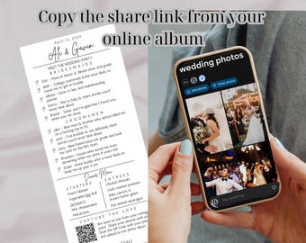 Wedding Reception QR Code Template, Photo Upload, Fun Facts (Digital Download)