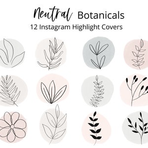 Neutral Botanical highlight covers, beige botanical instagram highlights, neutral aesthetic instagram story,  botanical highlight covers