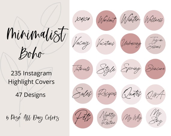 Minimal Boho Instagram Highlight Covers Minimalist Lifestyle - Etsy