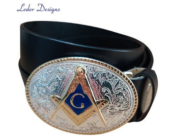 Ceinture en cuir véritable + boucle de ceinture interchangeable Franc-maçon Freemansory Mason Lodge ceinture en cuir véritable hommes ceinture idée cadeau