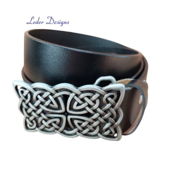 Ceinture en cuir véritable + boucle de ceinture interchangeable Croix celtique Noeud celtique Celtic Viking ceinture en cuir véritable ceinture pour hommes idée cadeau