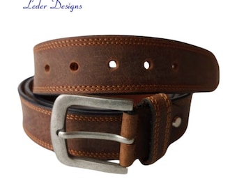 Ceinture en cuir de buffle véritable de haute qualité, 100% cuir de buffle, cuir véritable marron, ceinture complète pour costume en jean, peut être raccourcie