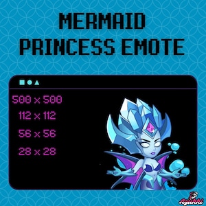 Animated Mermaid Emote / Princess Emote / Stream Emotes / Twitch / Discord / Community / Gamer / Streamer / Commissions / Youtube / Emotes