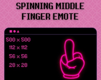 Animated Middle Finger Emote / Flipping Bird Emote / Emotes / Twitch / Discord / Custom / Gamer / Streamer / Emote Commissions / Neon Pink