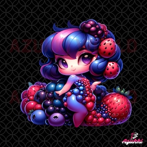 Chibi Berries Girl SVG/PNG |  Fruit Designs / Graphic /  Illustration / Vector / Images / Sublimation / Cricut / Clipart / Tumbler SVG
