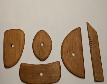 Set of cherry wood Ribs for Sculpting and Shaping Pottery, Ceramics, and Clay.