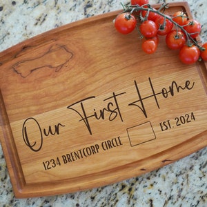Real Estate Closing Gift, Personalized Cutting Board,Our First Home, New Home Gift, Closing Gift, Engraved Cutting Board,Personalized Gifts