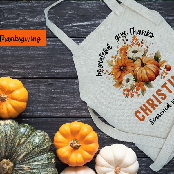 Personalized Thanksgiving Apron, Friendsgiving, Custom Kitchen Apron w/ Pocket, Chef Apron Gifts, Gift for Her/Him, Happy Thanksgiving