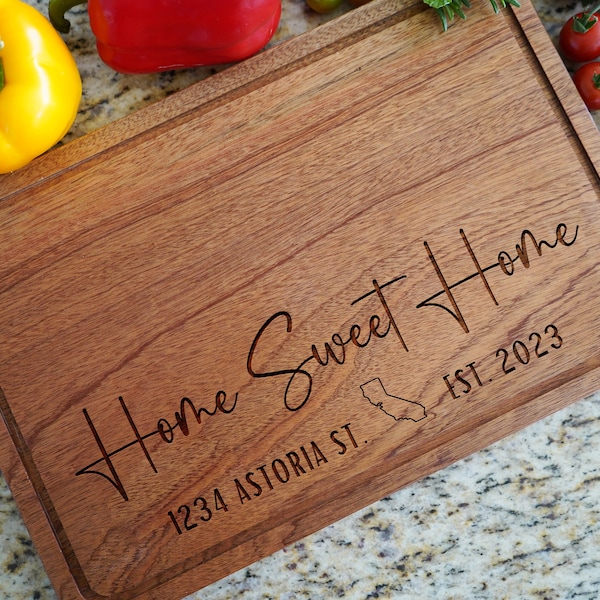 Real Estate Closing Gift, Personalized Cutting Board,Home Sweet Home, New Home Gift, Closing Gift, Engraved Cutting Board,Personalized Gifts