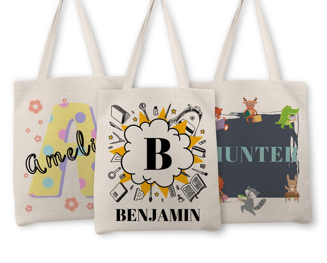 Library Tote Bag for Kids, Kids School Tote W/ Dinosaur, Personalized