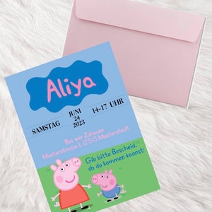 Invitación Tarjeta de invitación Peppa Pig George Schorsch Rosa Cumpleaños infantil personalizado