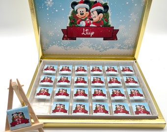 Se puede pedir hasta el 24 de noviembre Calendario de Adviento Minnie Mickey Caja de chocolates navideños Bolsa de regalo personalizada para invitados de chocolate